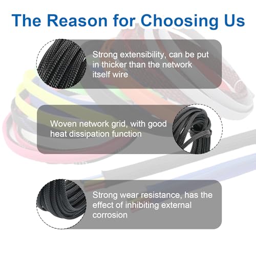 Heyiarbeit 10m/32.8ft PET Expandable Braid Cable Sleeving Flexible Wire Mesh Sleeve Black 4mm - Image 5