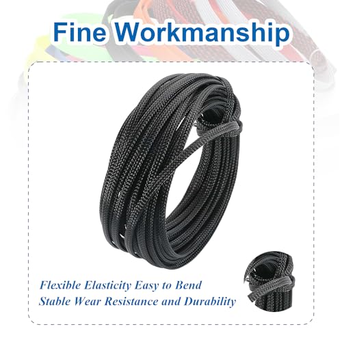 Heyiarbeit 10m/32.8ft PET Expandable Braid Cable Sleeving Flexible Wire Mesh Sleeve Black 4mm - Image 4