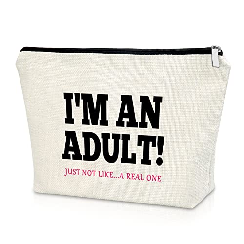 Sazuwu 18th Birthday Gift Cosmetic Bag for 18 Year Old, Teen Girls Makeup Bag, Travel Pouch, Beige - Image 1