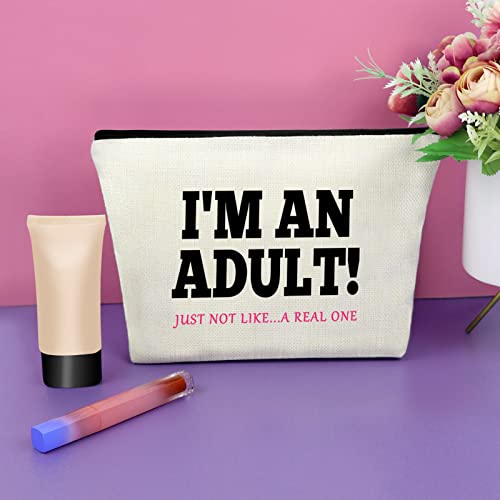 Sazuwu 18th Birthday Gift Cosmetic Bag for 18 Year Old, Teen Girls Makeup Bag, Travel Pouch, Beige - Image 4