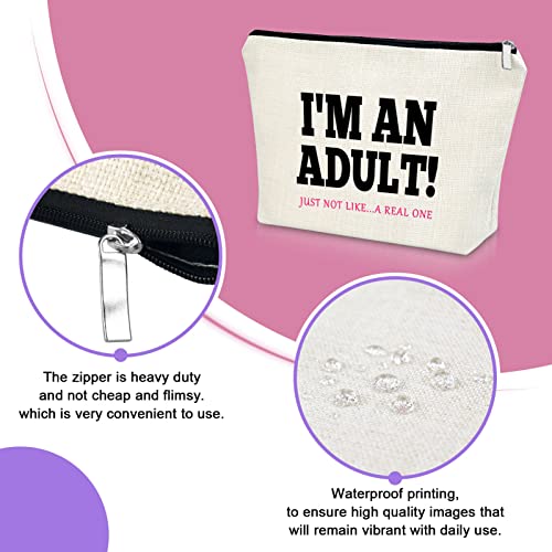 Sazuwu 18th Birthday Gift Cosmetic Bag for 18 Year Old, Teen Girls Makeup Bag, Travel Pouch, Beige - Image 3