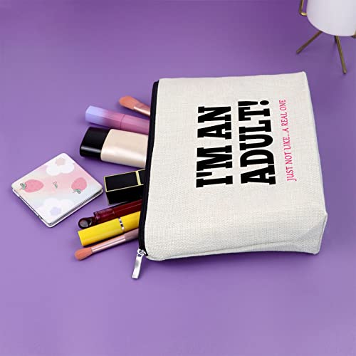 Sazuwu 18th Birthday Gift Cosmetic Bag for 18 Year Old, Teen Girls Makeup Bag, Travel Pouch, Beige - Image 5