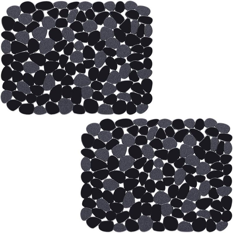 OTHWAY 2Pcs Kitchen Sink Mats, 15.8" x12" Scratch Free Sink Protector for Stainless Steel/Porcelain Sink, Pebble Design Quick Drain Dish Drying Mat, a Nice Touch for Your Kitchen - Image 1
