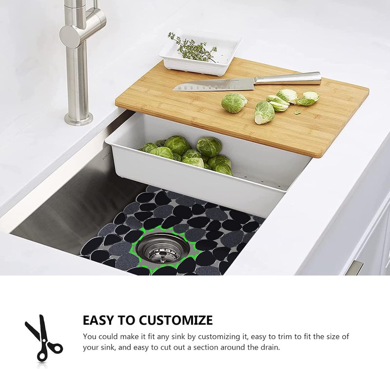 OTHWAY 2Pcs Kitchen Sink Mats, 15.8" x12" Scratch Free Sink Protector for Stainless Steel/Porcelain Sink, Pebble Design Quick Drain Dish Drying Mat, a Nice Touch for Your Kitchen - Image 5