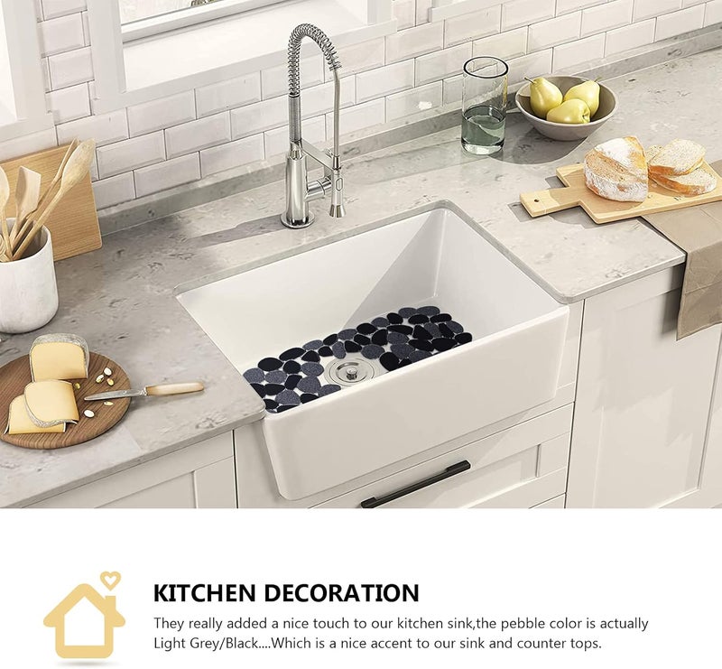 OTHWAY 2Pcs Kitchen Sink Mats, 15.8" x12" Scratch Free Sink Protector for Stainless Steel/Porcelain Sink, Pebble Design Quick Drain Dish Drying Mat, a Nice Touch for Your Kitchen - Image 3