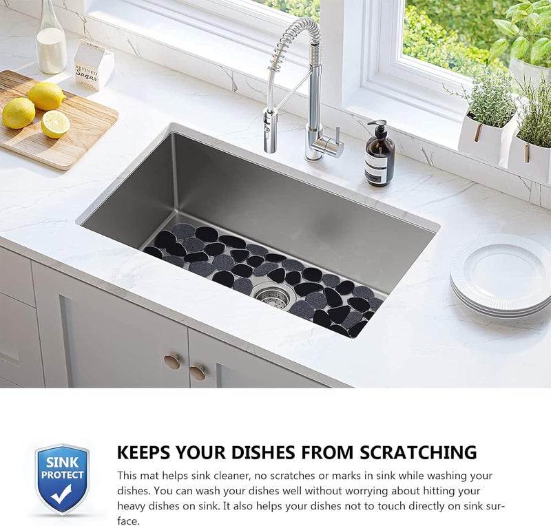 OTHWAY 2Pcs Kitchen Sink Mats, 15.8" x12" Scratch Free Sink Protector for Stainless Steel/Porcelain Sink, Pebble Design Quick Drain Dish Drying Mat, a Nice Touch for Your Kitchen - Image 2