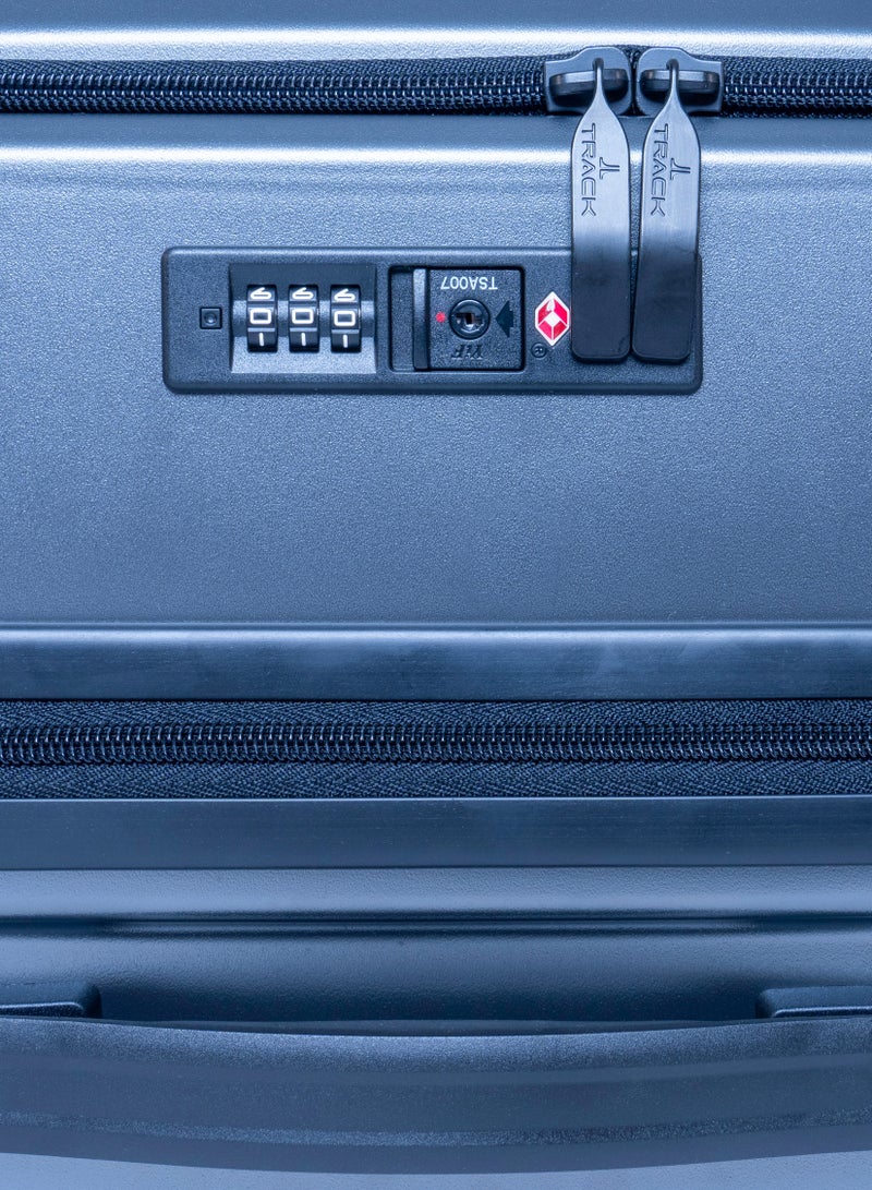 Track مجموعة حقائب Track Daytona الصلبة – حقيبة سفر أمامية متينة من مادة PC، قابلة للتوسيع، قفل آمن، سحاب مضاد للسرقة، منفذ USB و compartment للابتوب (حقيبة يد)، 4 عجلات دوارة مزدوجة، حقيبة تسجيل وحقيبة يد - Image 5