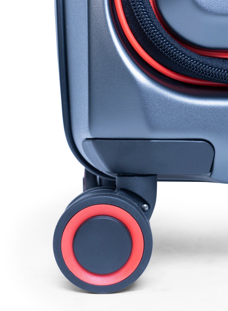 Track مجموعة حقائب Track Daytona الصلبة – حقيبة سفر أمامية متينة من مادة PC، قابلة للتوسيع، قفل آمن، سحاب مضاد للسرقة، منفذ USB و compartment للابتوب (حقيبة يد)، 4 عجلات دوارة مزدوجة، حقيبة تسجيل وحقيبة يد - Image 4