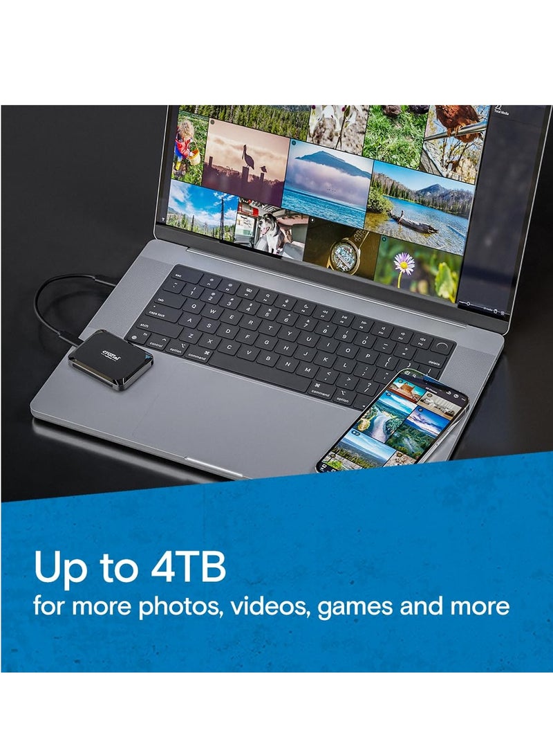 كروشيال X9 1TB SSD خارجي محمول، USB-C 3.2 الجيل 2، سرعة قراءة تصل إلى 1050MB/s، مقاوم للصدمات والسقوط، توصيل وتشغيل لويندوز، ماك، أندرويد، أجهزة الألعاب | CT1000X9SSD9 - Image 2