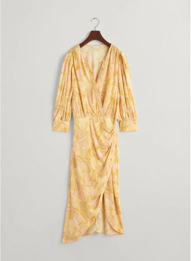 GANT Regular Fit Magnolia Print Wrap Dress