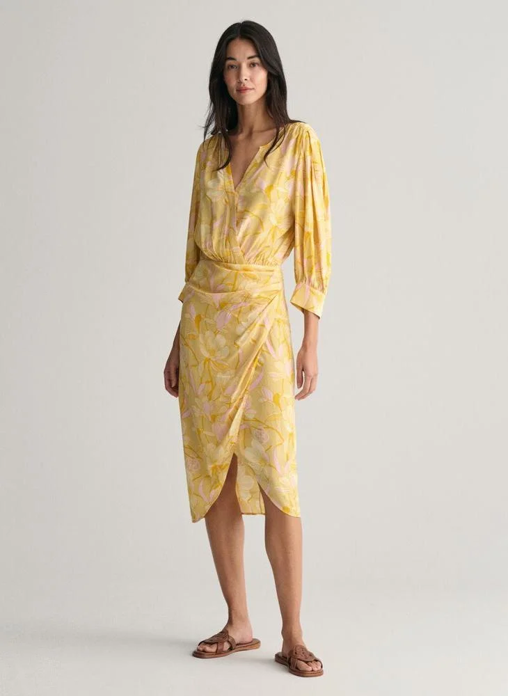 GANT Regular Fit Magnolia Print Wrap Dress