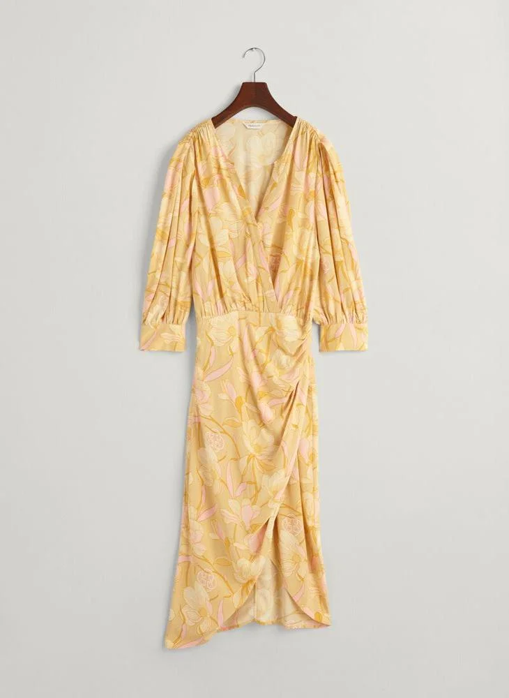 GANT Regular Fit Magnolia Print Wrap Dress