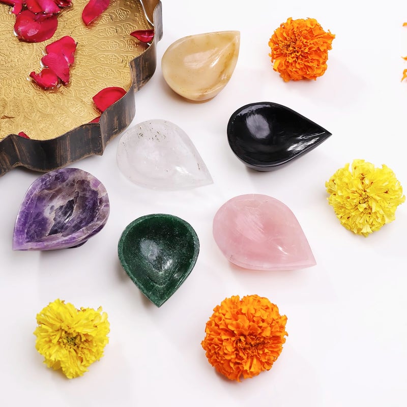 9Dzine Rose Quartz Crystal Diya for Home Decor Items 1 Face Oil Lamp Stone Diyas for Diwali Puja Temple Rangoli Diwali Decorative Festival Gifts for Women - Image 4