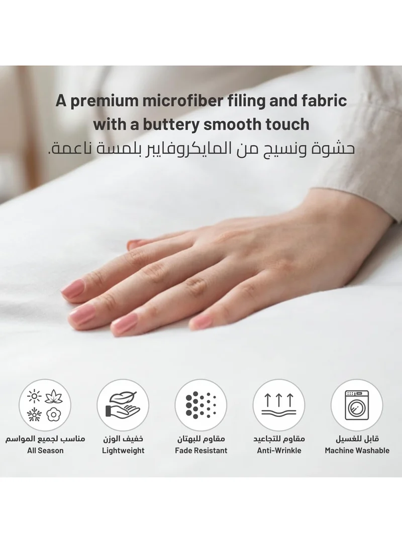 Donetella Comforter Set 4-Pcs Single Size Bed Fits(120 x 200 Cm)Hotel Style Applique Design Quilted Bedding Set With Down Alternative Filling,Ivory