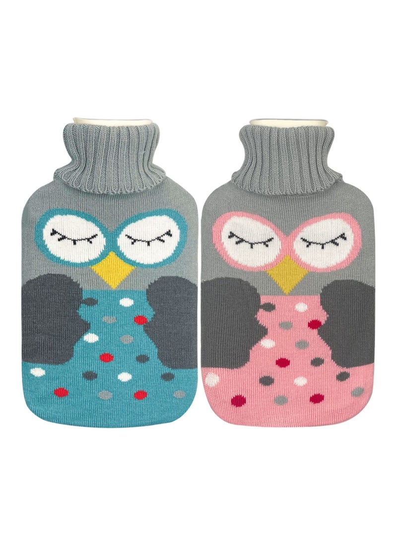 SYOSI 2 Pcs Hot Water Bottles with Removable Knitted Cover 2L Washable Comfortable Natural Rubber Warm Bag for Neck and Shoulders Back Legs Waist Foot Bed Warmer Pain Relief Cold Therapy  - Image 1
