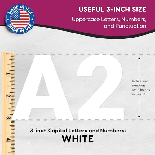 FreshCut Crafts 209 Pcs 3 in. White Bulletin Board Letters & Numbers, Capital Letters, Numbers, Punctuation, US Made Card Stock Punch Out Letters for Poster, Bulletin Board, Classroom - Image 3