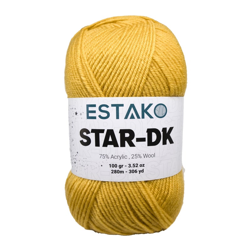 Estako Star-DK Yarn - 75% Acrylic 25% Wool - Soft Lightweight DK #3-100g (3.52oz), 280m (306 yds) - Crochet & Knitting Yarn (32191 - Yellow) - Image 1