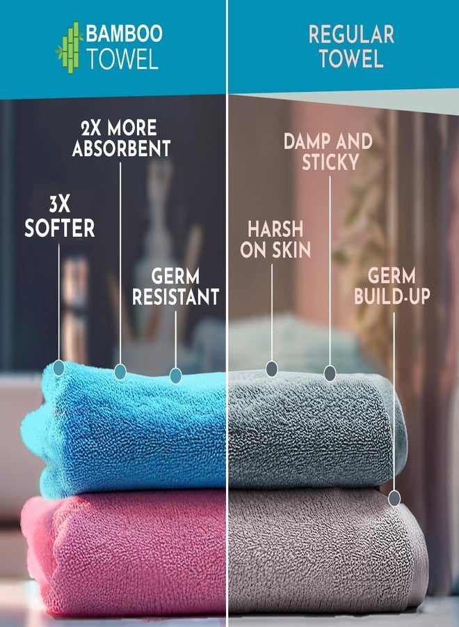 HEELIUM Bamboo Hand Towel | Ultra Absorbent & Anti-Bacterial | 3X Softer Than Cotton Towels | 65 X 40 cm - 600 GSM | Pack of 2 - Iris, Teal - Image 2