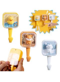 Y&D 3 Pcs Wall Hooks, Adhesive Hooks Lovely Pet Kawaii Creative Squirrel, Duck, Bear for Coat Hat Scarf Towel Key Decor  - Image 1