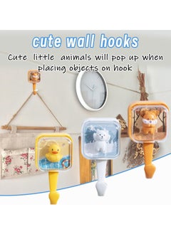 Y&D 3 Pcs Wall Hooks, Adhesive Hooks Lovely Pet Kawaii Creative Squirrel, Duck, Bear for Coat Hat Scarf Towel Key Decor  - Image 4