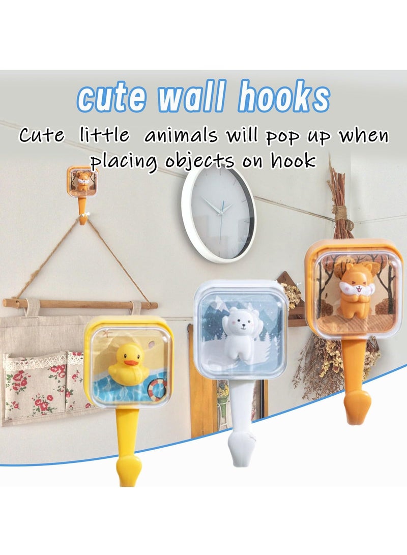 Y&D 3 Pcs Wall Hooks, Adhesive Hooks Lovely Pet Kawaii Creative Squirrel, Duck, Bear for Coat Hat Scarf Towel Key Decor  - Image 4