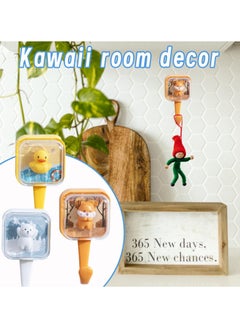 Y&D 3 Pcs Wall Hooks, Adhesive Hooks Lovely Pet Kawaii Creative Squirrel, Duck, Bear for Coat Hat Scarf Towel Key Decor  - Image 5
