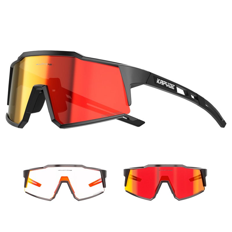 KAPVOE Photochromic Cycling Glasses MTB Clear Mountain Bike Transition Bicycle Sunglasses for Men Women - K9022 - Image 1