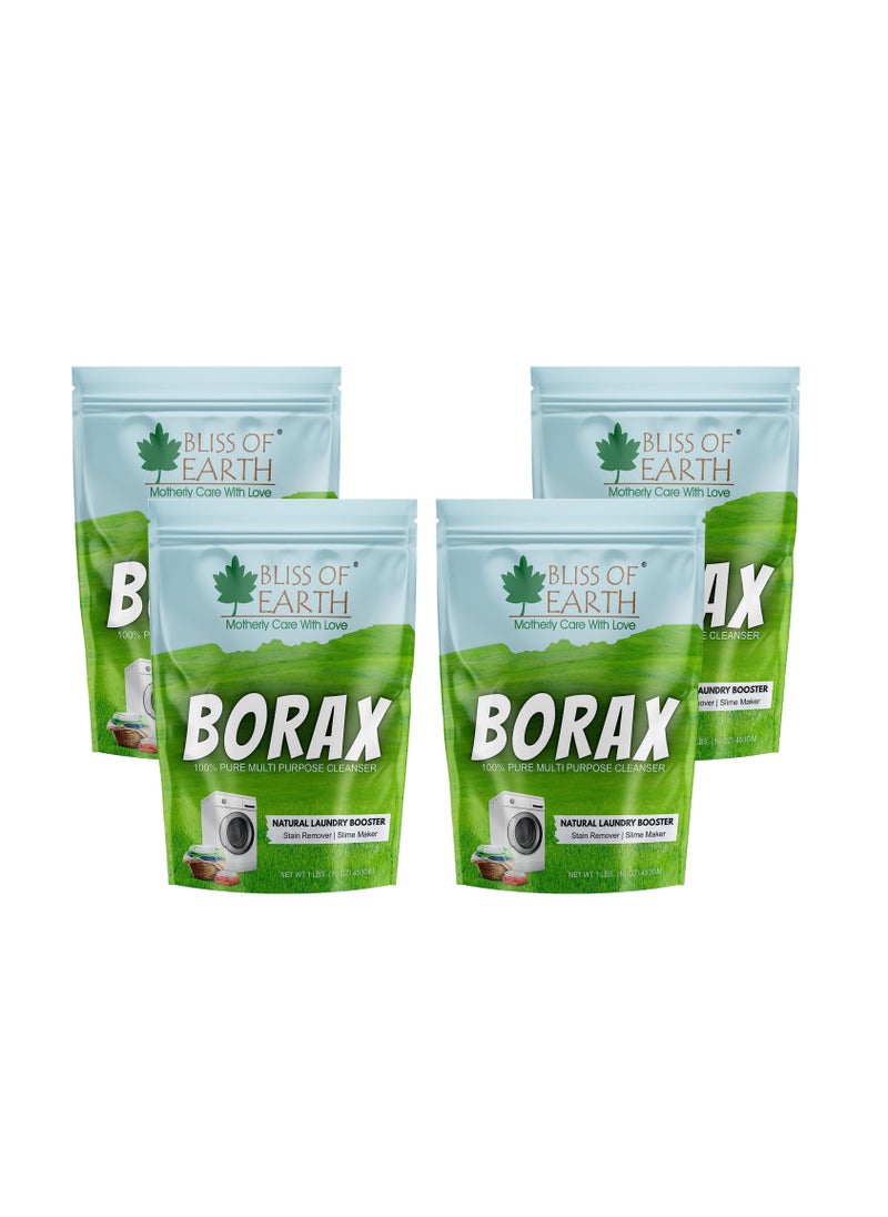 BLISS OF EARTH Bliss of Earth American Borax Detergent Booster Powder Slime Activator Multipurpose Cleaning & Stain Remover Powder Ant Killer 100% Pure Natural Sodium Borate Powder 4x453gm  - Image 1