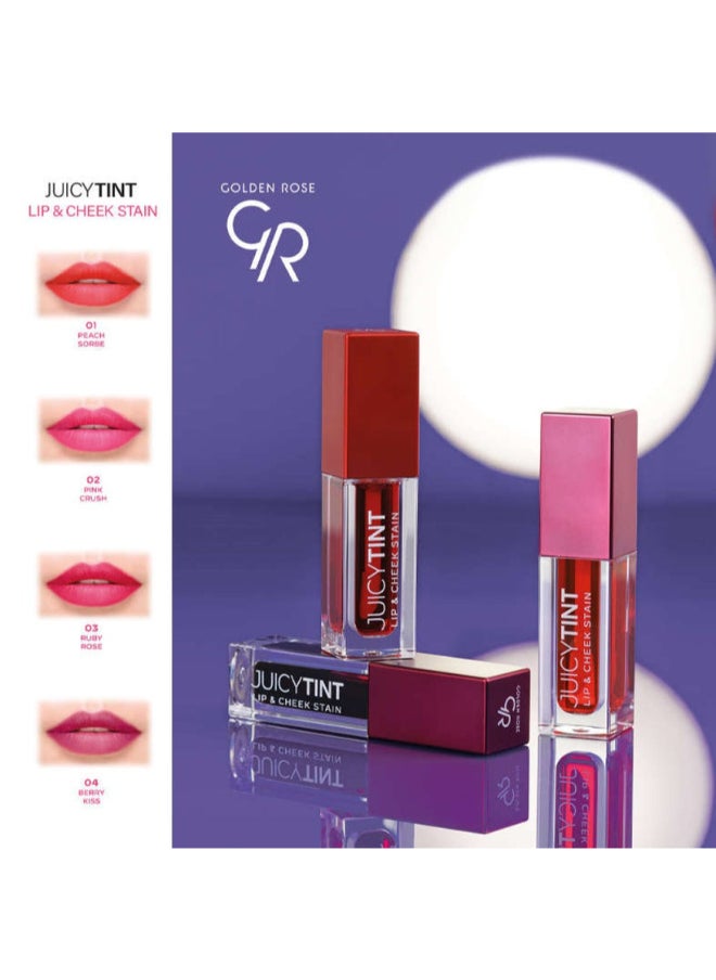 Golden Rose Juicy Tint Lip & Cheek Stain No:01 Peach Sorbe  - Image 4