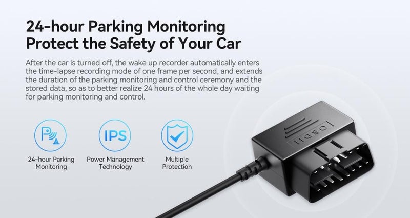 LINGDU OBD to Type-C Cable for Dash Camera and DVR, 24-Hour Continuous Power, 5V 2.5A Output, 3.5 m Length, OBD01, Black - Image 5