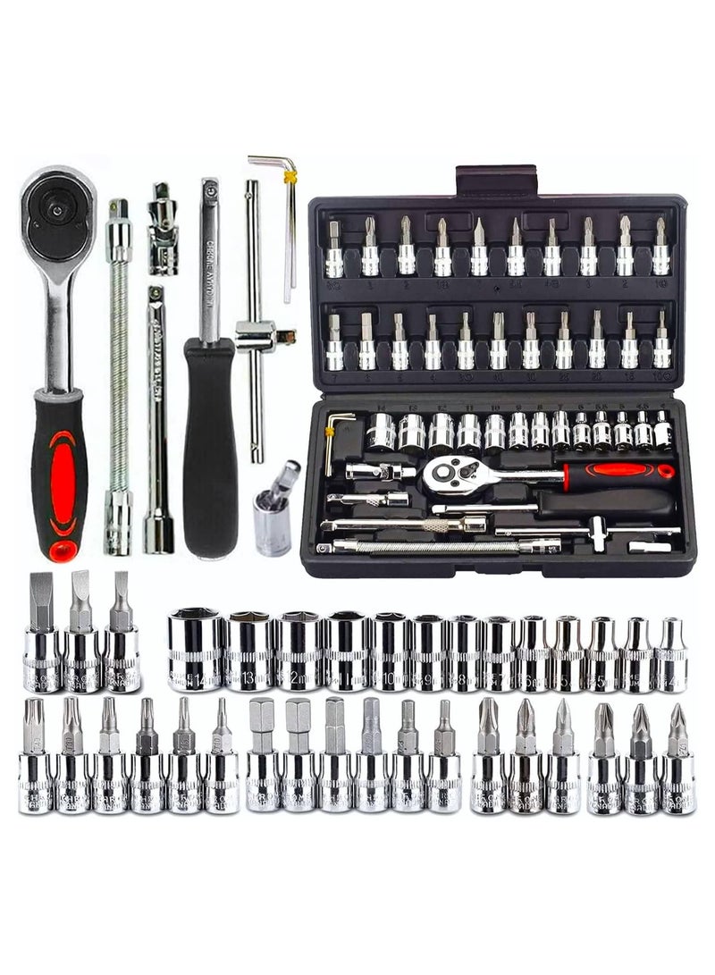 Generic Mechanic Tools Kit for Automotive Repair - 46 Pieces - 32x19.5x18 cm - Black  - Image 1