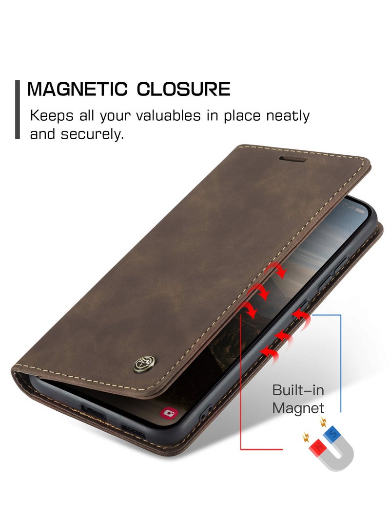 CaseMe For Samsung Galaxy S25 FE Cover, PU Leather Flip Cover with Card Holder, RFID Blocking Magnetic Closure, Foldable Stand, Shockproof Protective Phone Case - Image 3