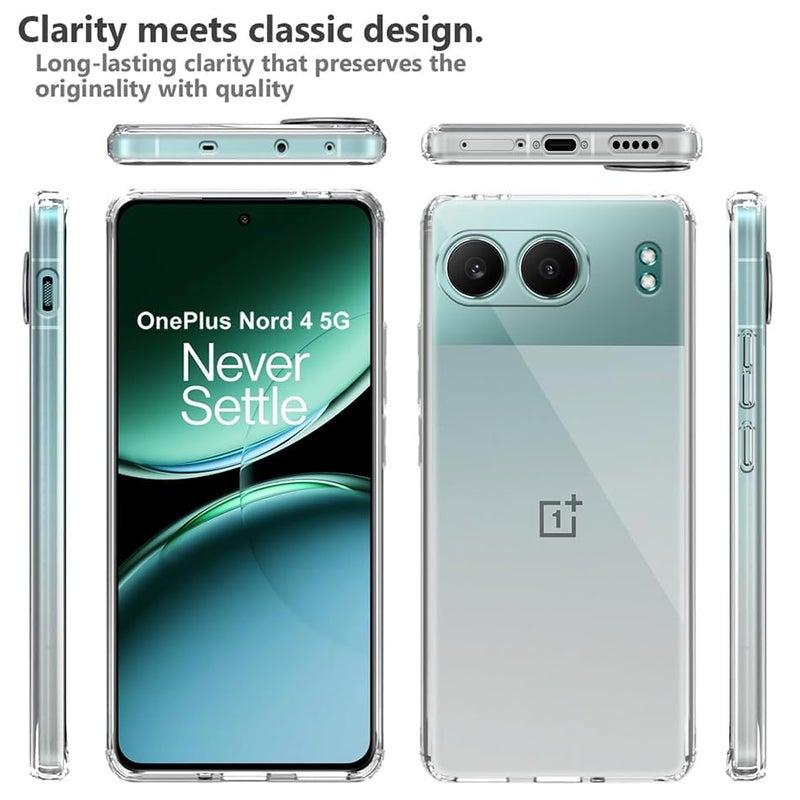 Nishtech غطاء خلفي شفاف هجين ناعم رفيع مضاد للغبار لجهاز OnePlus Nord 4 5G (2024) مع حماية للكاميرا - Image 2