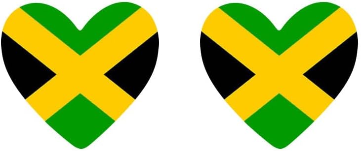 2 x Jamaica Flag Heart Temporary Tattoo Jamaican