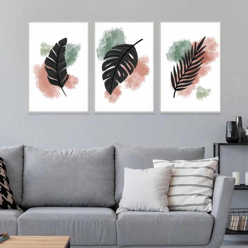 ماركتنا ثلاث لوحات قماشية بتصميم مودرن مع برواز مجوف مقاس (150×70) ثلاث قطع - Image 3