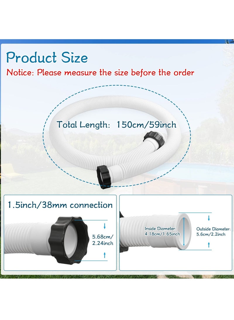 SYOSI - 2 Pack 1.5" Diameter Pool Pump Replacement Hose 59" Long Accessory Pool Hoses Easy to Install for Above Ground Pools Saltwater pool System and Filter Pump White - Image 1