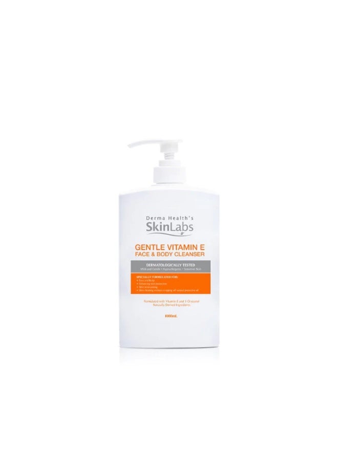 SKINLAB Derma Health SkinLabs Gentle Vitamin E Face & Body Cleanser 1000ml, Hypoallergenic Daily Skin Cleanser for Sensitive Skin, Moisturizing Face and Body Wash with Vitamin E & Rice Bran Oil - Image 1