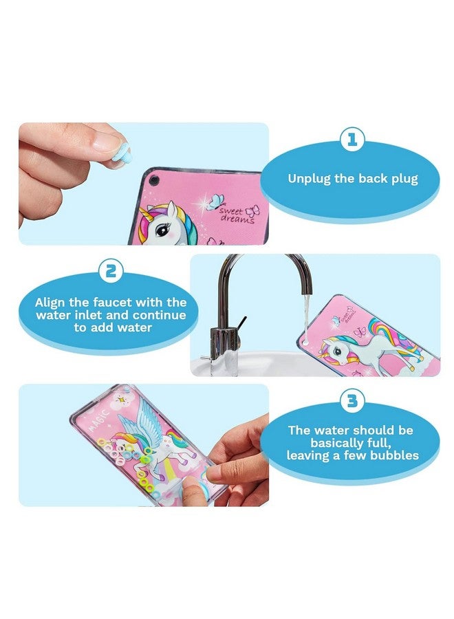 بارتيت لعبة مائية يدوية لطيفة على شكل وحيد القرن من بارتيت، لعبة رمي حلقات فقاعات الماء، ألعاب مائية، ألعاب عائلية للسفر، هدية مثالية للأطفال الأولاد والبنات (عبوة من قطعة واحدة) - Image 2