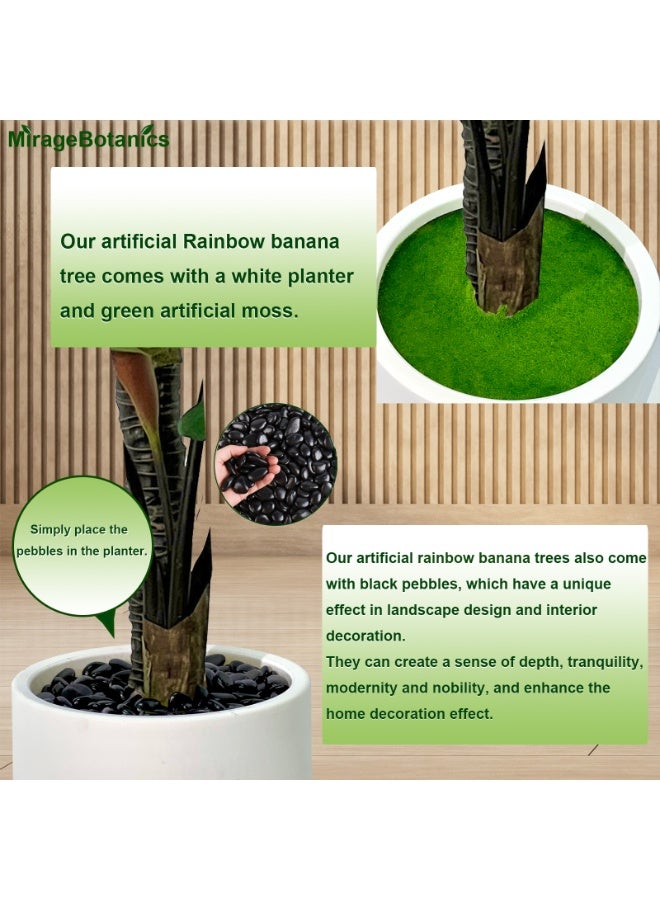 MirageBotanics Artificial banana Tree - Faux banana Plant with 11 Realistic Leaves in White Planter, Indoor Outdoor Fake Tree for Home Office Living Room Decor, Housewarming Gift - Image 4