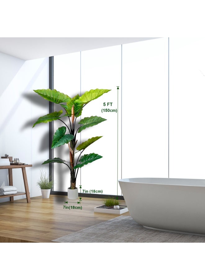 MirageBotanics Artificial banana Tree - Faux banana Plant with 11 Realistic Leaves in White Planter, Indoor Outdoor Fake Tree for Home Office Living Room Decor, Housewarming Gift - Image 3