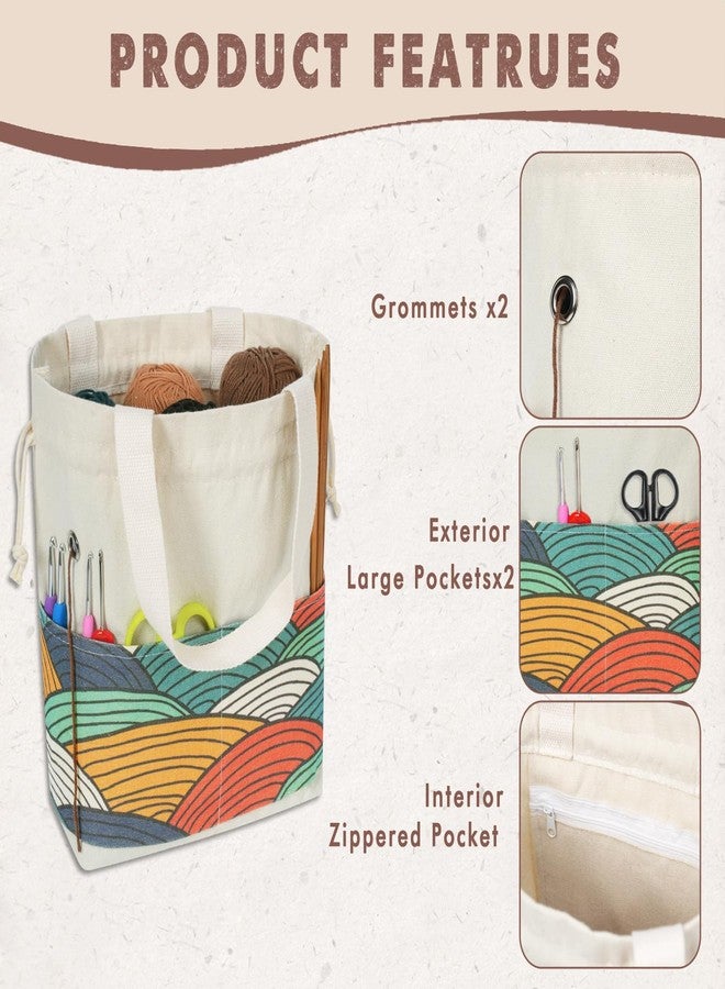 TOGETRUE Yarn Bag, Knitting Crochet Tote Bag, Yarn Storage Bags Organizer, Crochet Bags for Crocheting Project, Store Skein Ball, Short Knitting Needle (Color Arc) - Image 5