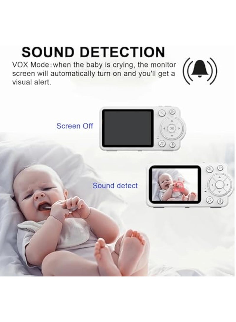 آسي بلاي جهاز مراقبة الأطفال موثوق مع محادثة ثنائية الاتجاه، تنبيهات للبكاء، شاشة HD بحجم 2.8 بوصة، رؤية ليلية بالأشعة تحت الحمراء، حساس لدرجة الحرارة، تذكيرات بالرضاعة، وعمر بطارية طويل لضمان راحة البال القصوى - Image 2