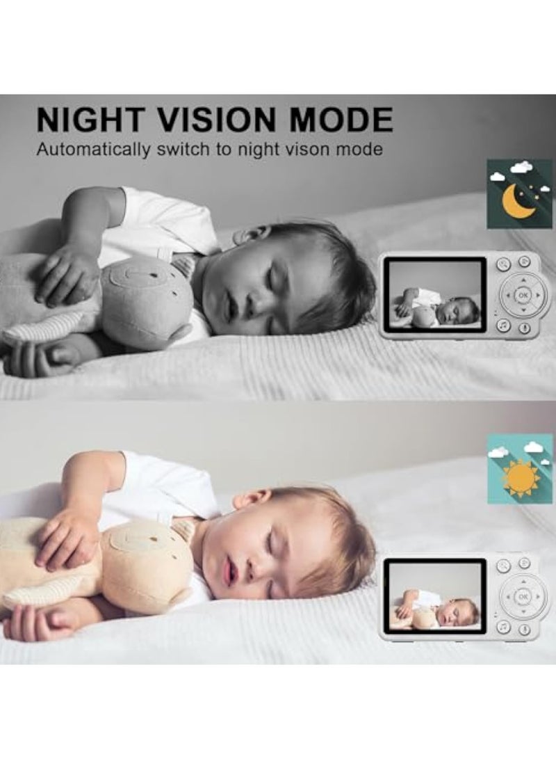 آسي بلاي جهاز مراقبة الأطفال موثوق مع محادثة ثنائية الاتجاه، تنبيهات للبكاء، شاشة HD بحجم 2.8 بوصة، رؤية ليلية بالأشعة تحت الحمراء، حساس لدرجة الحرارة، تذكيرات بالرضاعة، وعمر بطارية طويل لضمان راحة البال القصوى - Image 5