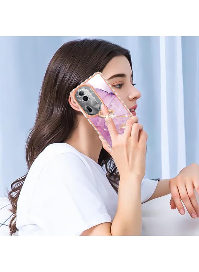 erorex Case For OPPO Reno11 Pro 5G Global Electroplating Marble IMD TPU Phone Case with Ring Holder - Image 5