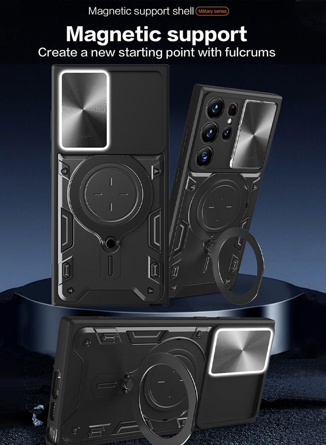 DUNISO Samsung Galaxy S23 Ultra Phone Case 6.8 Inch Sliding Camera Cover Anti-drop Multi-layer Design Phone Cover with Magnetic Stand [Compatible with Magsafe] for Galaxy S23 Ultra - Image 2