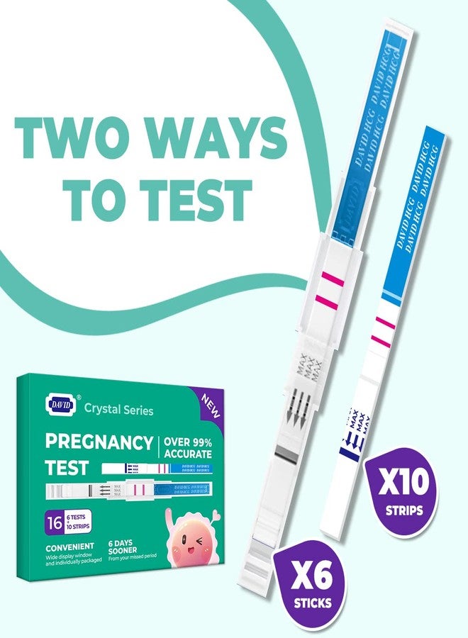 DAVID Pregnancy Test 16 Counts HCG Midstream Tests Early Detection, 6 Days Earlier Than The Missed Period, 6 Lightweight Pregnancy Tests and 10 Pregnancy Tests Strips - Image 2