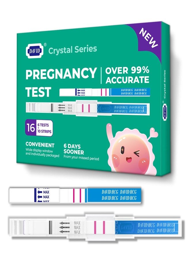 DAVID Pregnancy Test 16 Counts HCG Midstream Tests Early Detection, 6 Days Earlier Than The Missed Period, 6 Lightweight Pregnancy Tests and 10 Pregnancy Tests Strips - Image 1