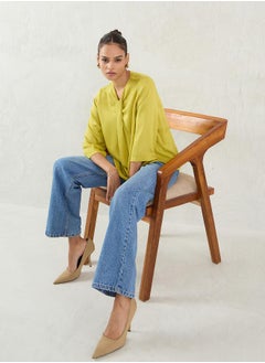 Femmella Solid Pleated Detail 3/4 Sleeve Top by Styli  - Image 5