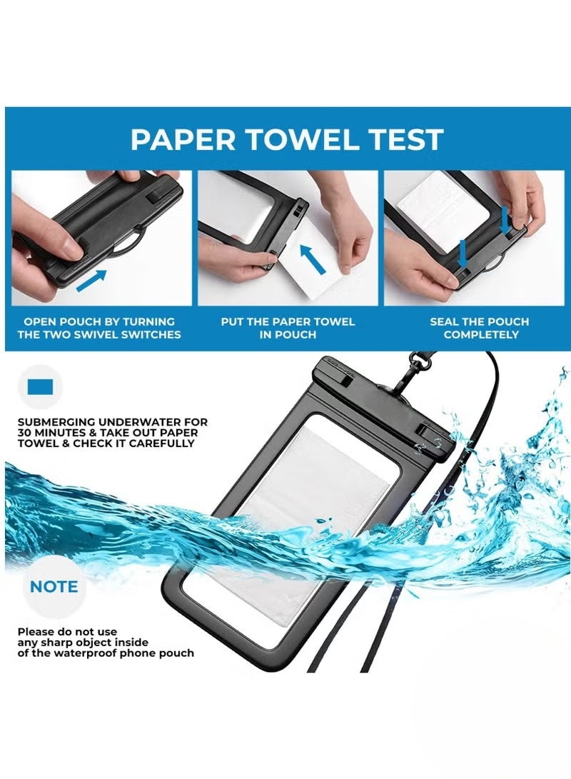 ترينفي جراب مقاوم للماء للجوال مع وظيفة شاشة تعمل باللمس، جراب مقاوم للماء وحقيبة جافة للهاتف المحمول، جراب عالمي مقاوم للماء للهاتف المحمول للانجراف والغوص والسباحة - يناسب جميع الهواتف الذكية حتى 7 بوصات - Image 3