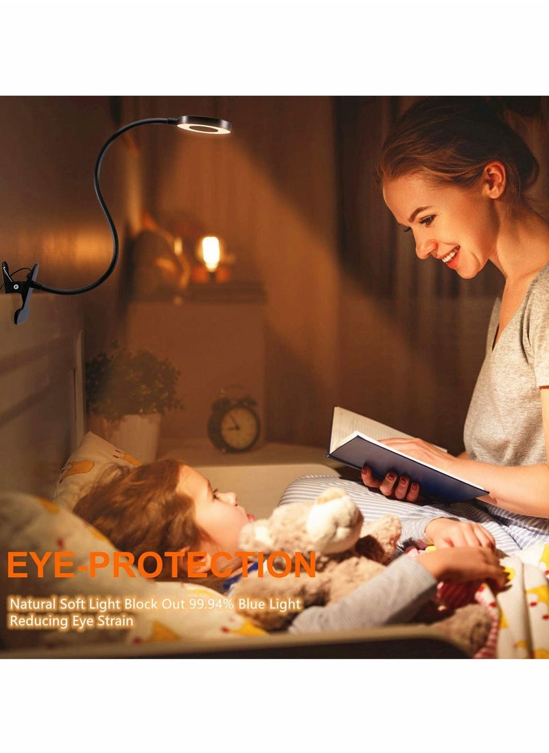 KASTWAVE - Desklamp, Clip on Reading Lights, USB Desk Lamp with 3 Color Modes and 10 Brightness, Eye Protection Clamp Light, 360° Flexible Gooseneck Clamp Lamp for Desk Headboard and Reading/ Bed Light - Image 1